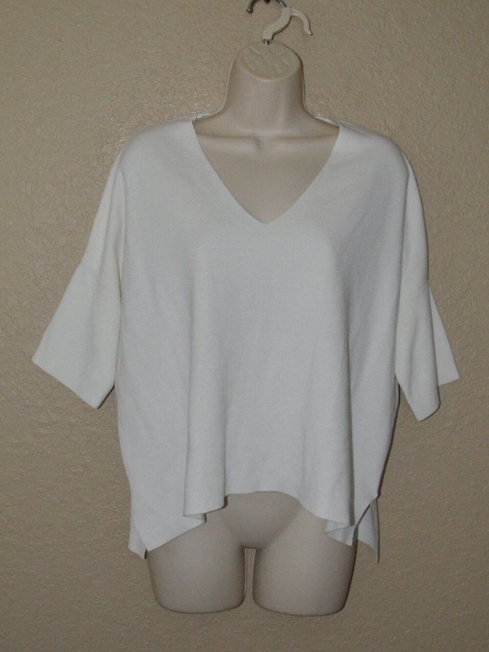 Sz XS Allude White Dolman Short Sleeve V Neck Crop Sweater Top